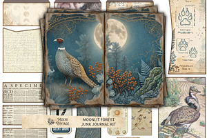 Moonlit Forest Junk Journal Pages