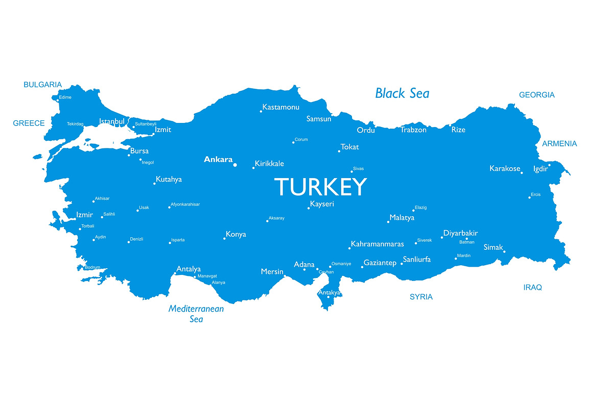 Vector map of Turkey, an Illustration by ilynx