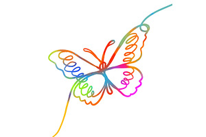 Butterfly One Line Colored Drawing