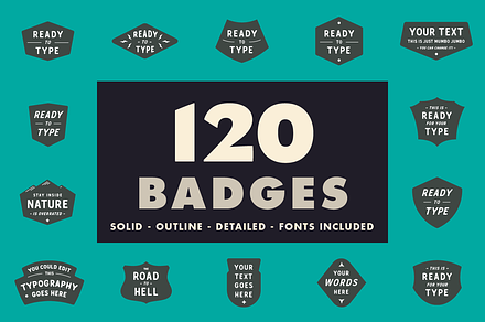 120 vector badges with fonts!