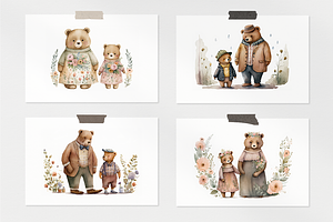 Cute Bears Watercolor Collection