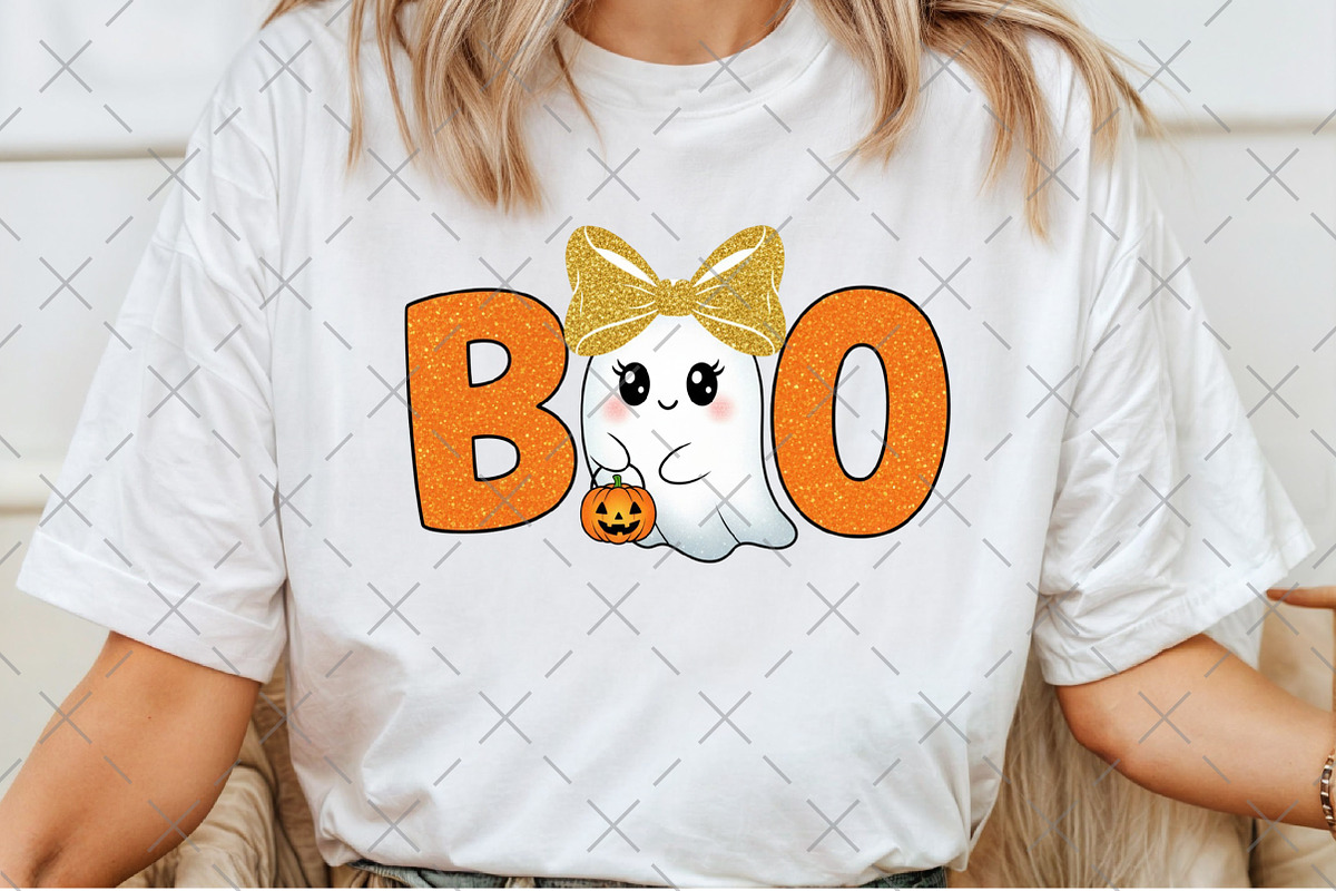 Cute Ghost BOO Halloween PNG, an Illustration by Craft Nest (Photo 5 of 6)