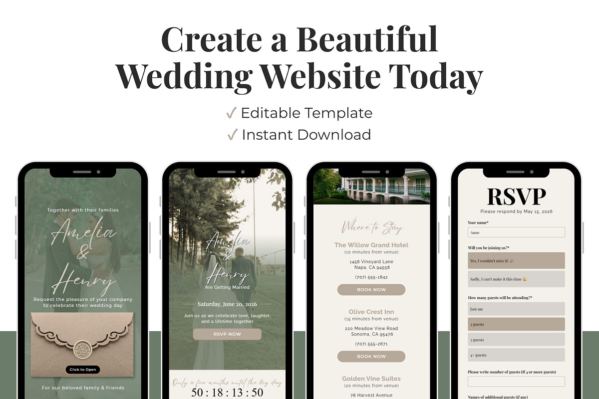 Sage Green Wedding Website Invite, a Landing Page Template by Everyday Perfection (Photo 10 of 10)