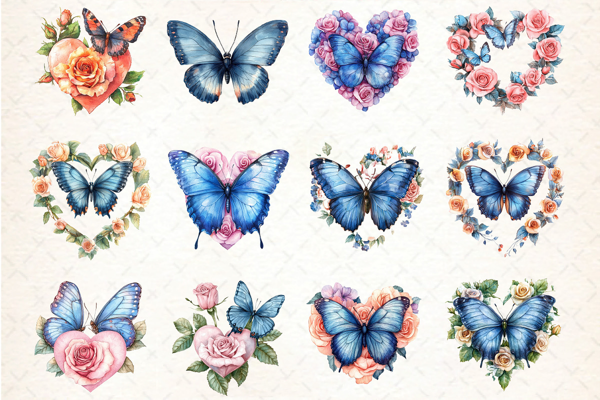 Butterfly Roses Clipart, an Illustration by DreamCafeArt (Photo 3 of 6)