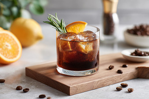 Refreshing iced coffee with orange, a Food & Drink Photo by MistyDay