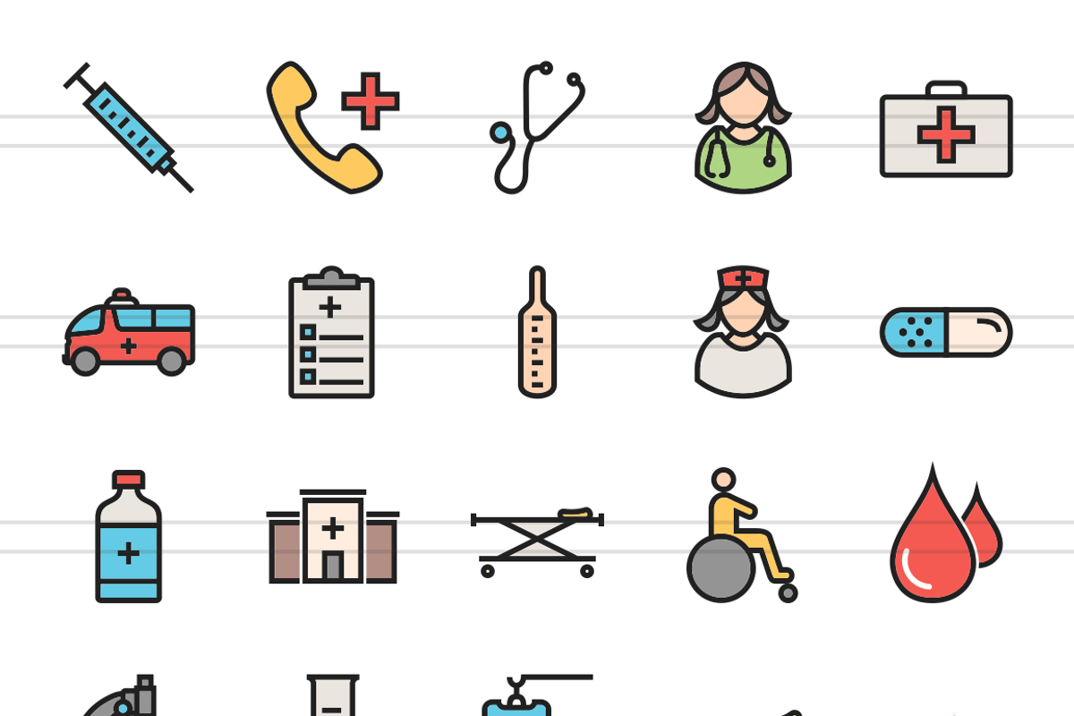 50 Medical Line Filled Icons preview 2