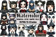 Whimsical Gothic Vampire Dolls, an Illustration by Design Market (Thumbnail 1 of 3)