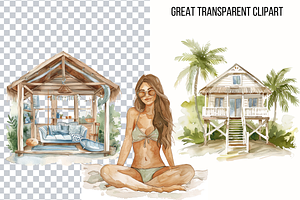 Boho Beach Watercolor Clipart Png