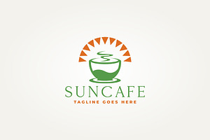 cup of coffee with sunshine logo, a Branding & Logo Template by Blazybone