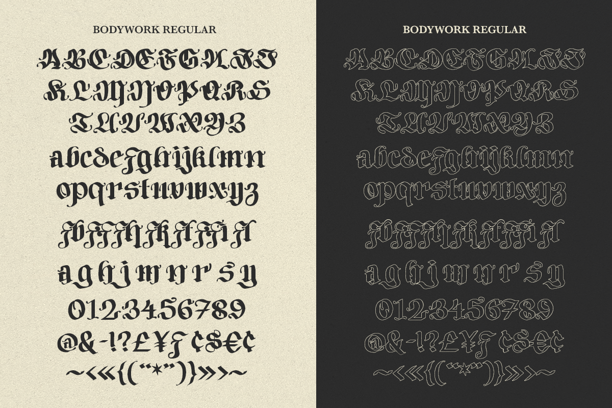 Bodywork - Modern Blackletter, a Blackletter Font by Dharmas Foundry (Photo 15 of 15)