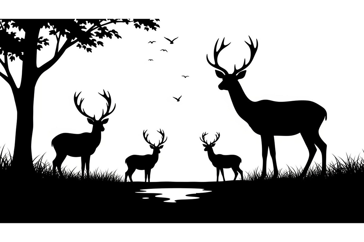 Wildlife Forest Silhouette Vector Bu, an Illustration by Designs_River (Photo 5 of 51)