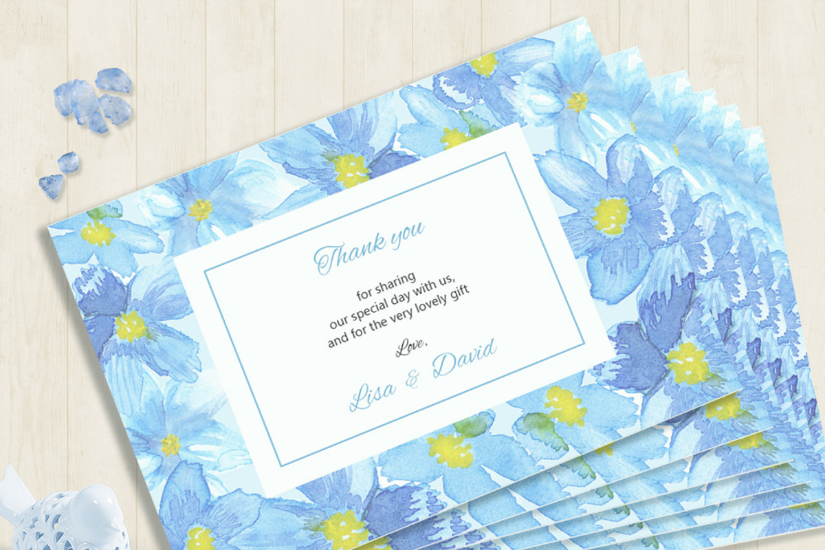 Blue Flower Watercolor Wedding Suite, an Invitation Template by Love Design (Photo 4 of 13)