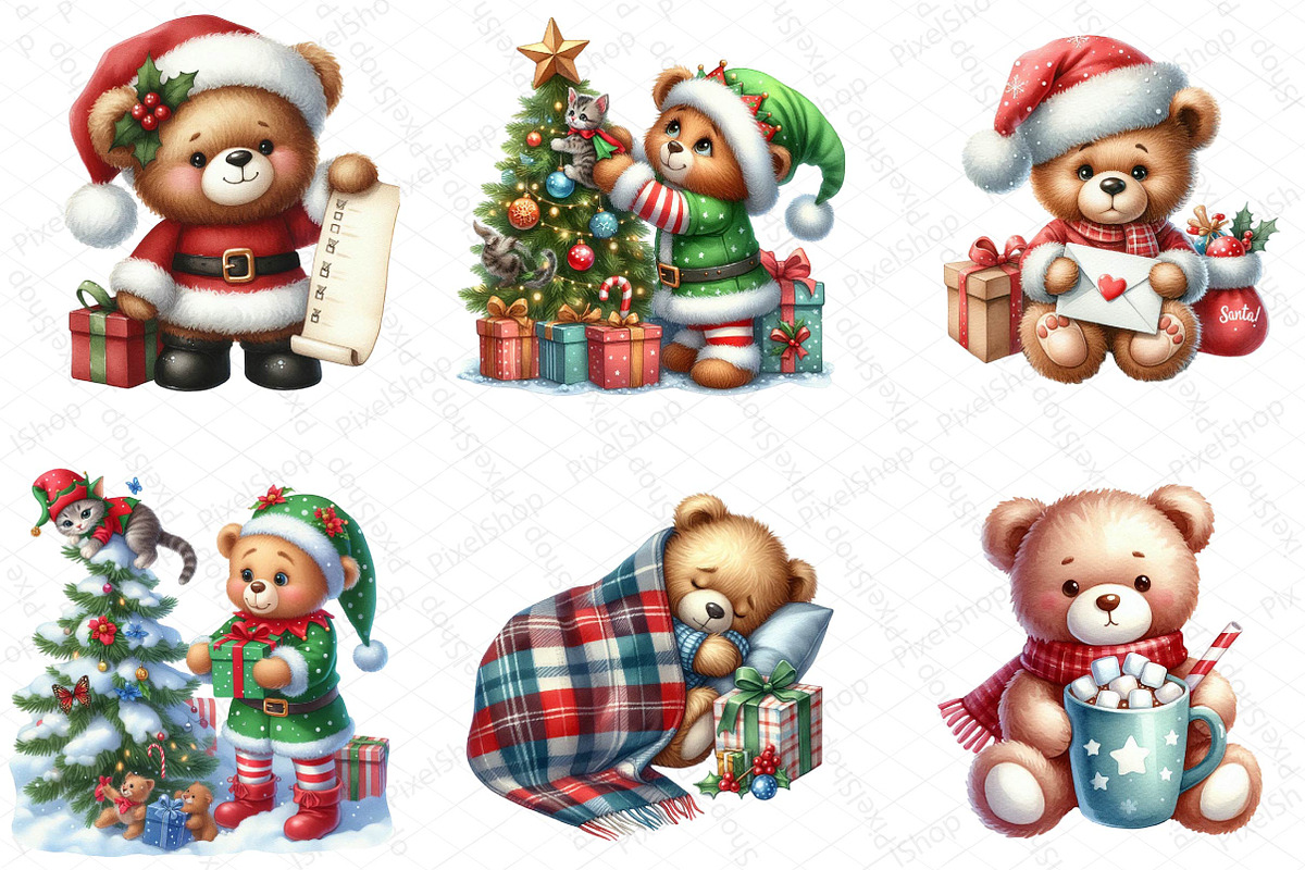 Christmas Teddy Bear Sublimation Bun, an Illustration by DreamPrint404 (Photo 3 of 5)