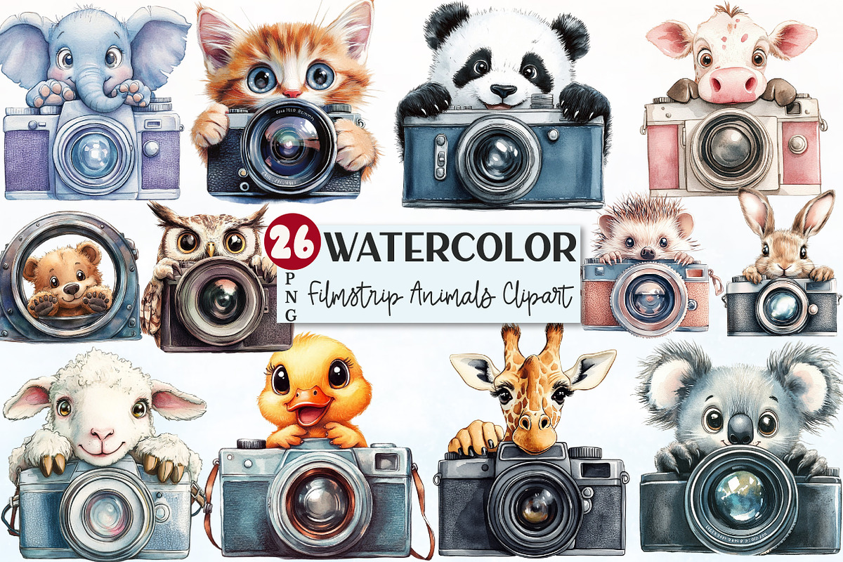 Camera Filmstrip Animals Clipart, an Illustration by Rose Art
