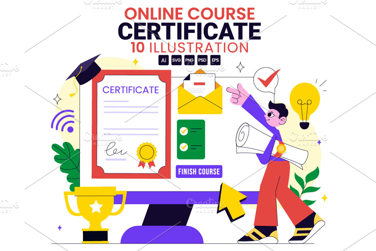 10 Online Course Certificate Program, a Person Illustration by denayunebgt (Photo 1 of 4)
