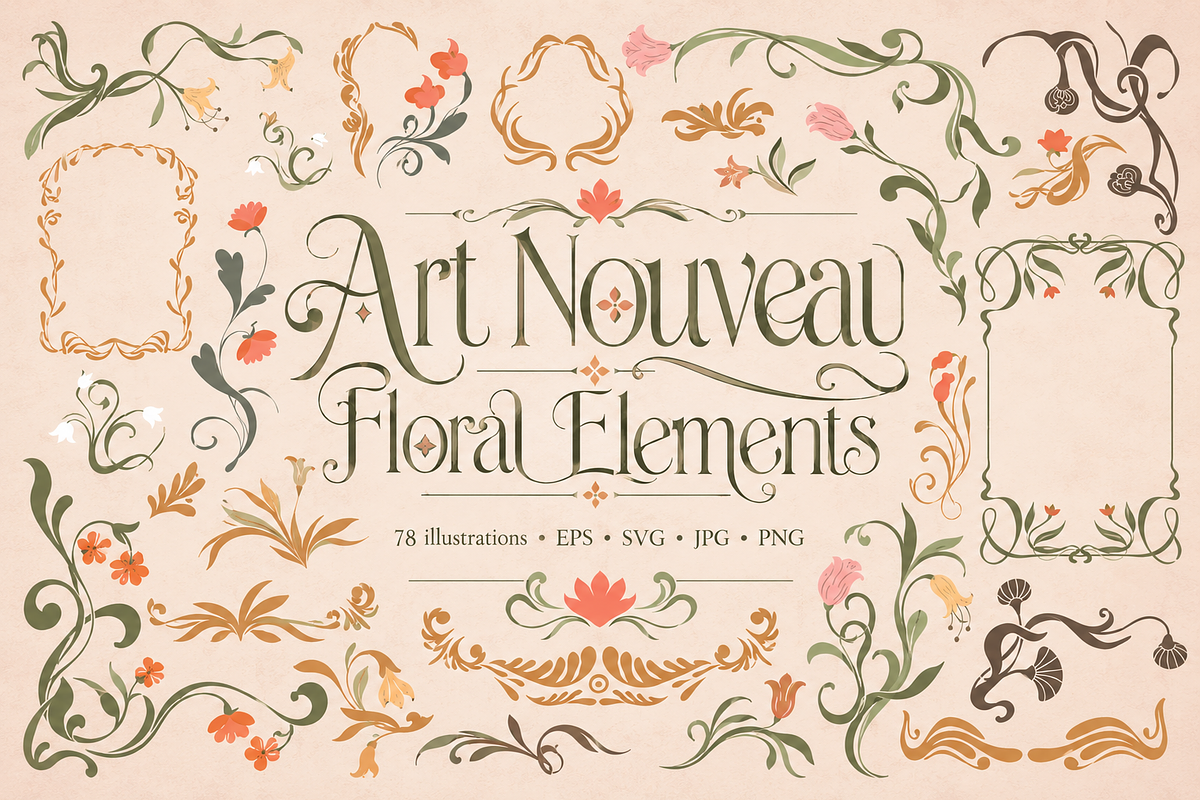 Art Nouveau Frames & Ornaments, a Decorative Illustration by Anna Studio (Photo 1 of 12)