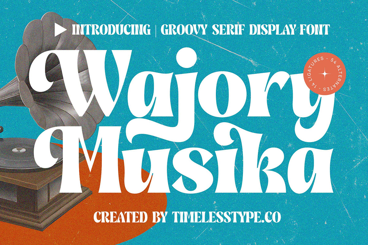 Wajory Musika Groovy Serif Font, a Serif Font by timelesstype.co (Photo 1 of 20)