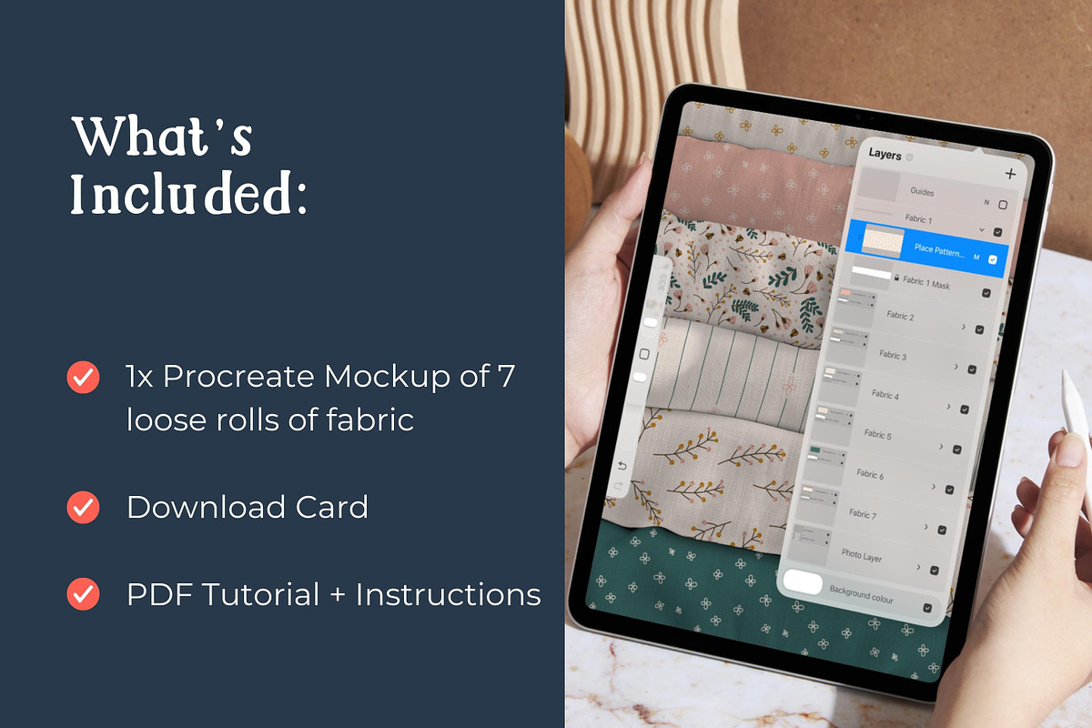 Fabric Rolls Procreate Mockup, a Household Mockup by Fern & Quill (Photo 3 of 12)