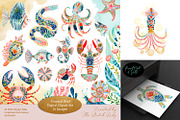 Tropical Folk Art Reef Clipart, a Decorative Illustration by The Dutch Lady Designs (Thumbnail 1 of 10)