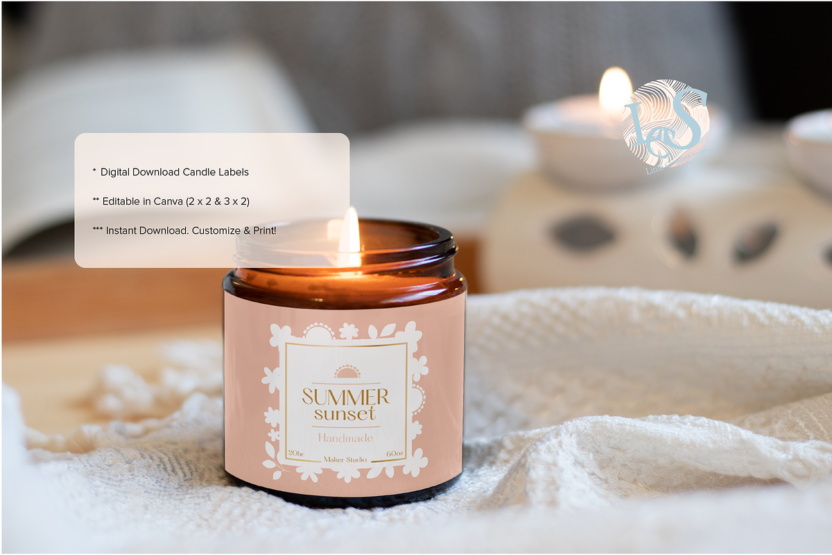 Minimal Floral Candle Label Template, a Stationery Template by Little Creative Scribbles (Photo 4 of 6)