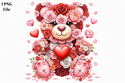 Pink Floral Valentine's Day Bear Png, an Illustration by Canvas Craft (Thumbnail 1 of 6)