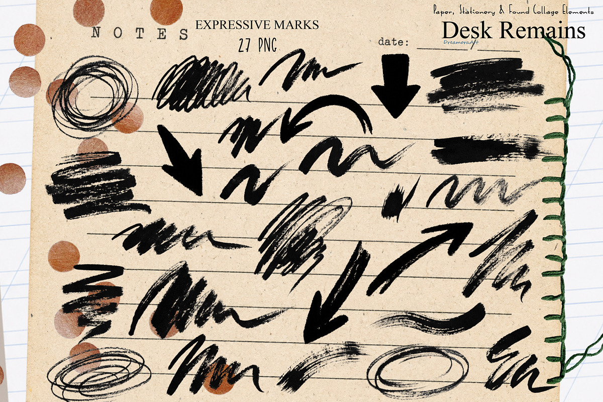 Desk Remains Paper Collage PNG Kit, an Object Graphic by DreamoraArt (Photo 9 of 11)
