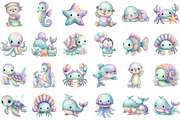 Cute Sea Animals Watercolor Clipart, an Illustration by Sublimation Artist (Thumbnail 2 of 6)