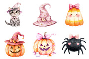 Pink Orange Halloween Clipart, a Seasonal Illustration by Designking (Thumbnail 3 of 4)