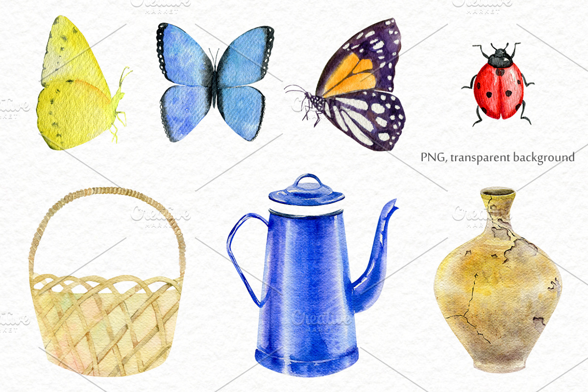 Wild flowers watercolor set, a Background Graphic by Elegantia (Photo 5 of 15)
