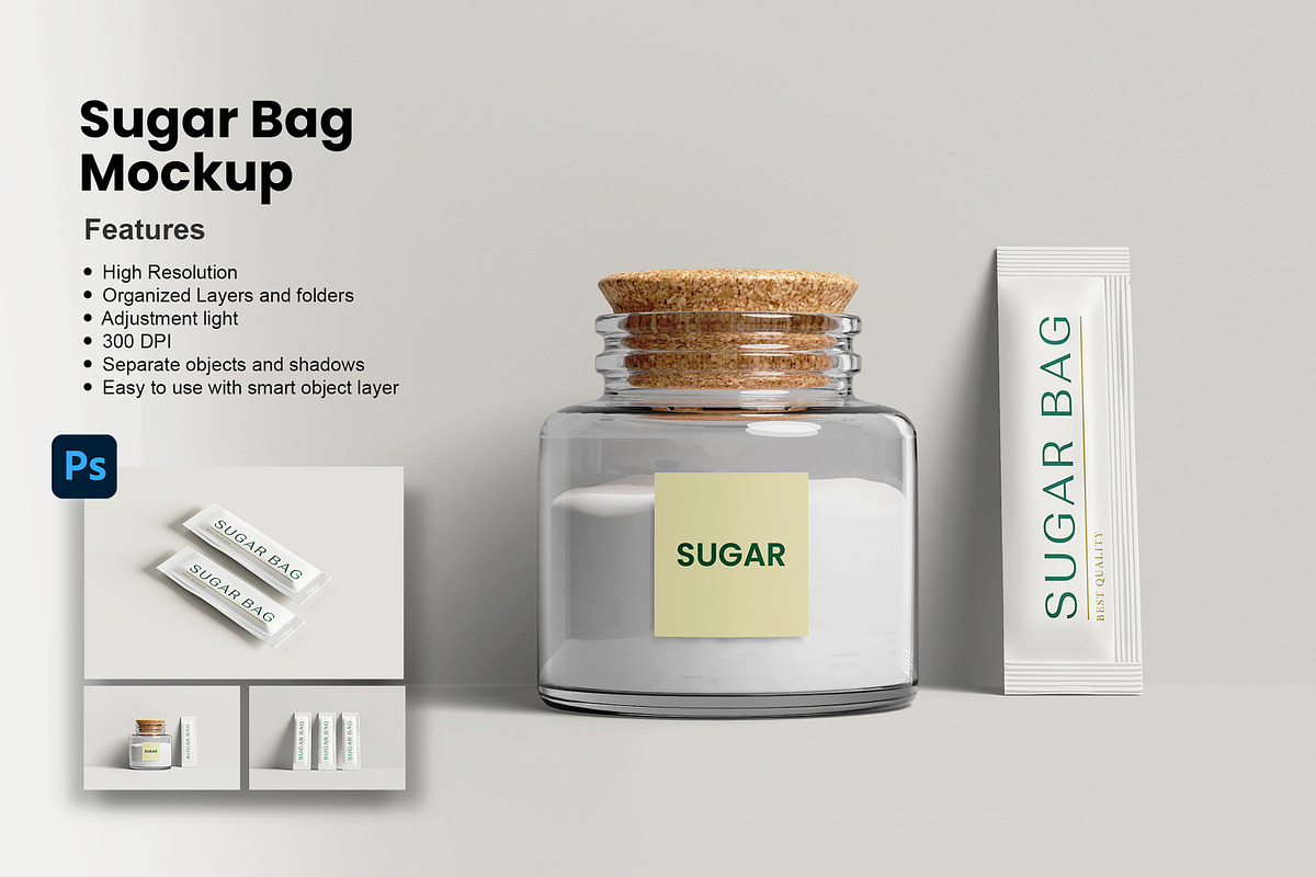 Sugar Bag Mockup, a Packaging Mockup by Getdesign (Photo 1 of 5)