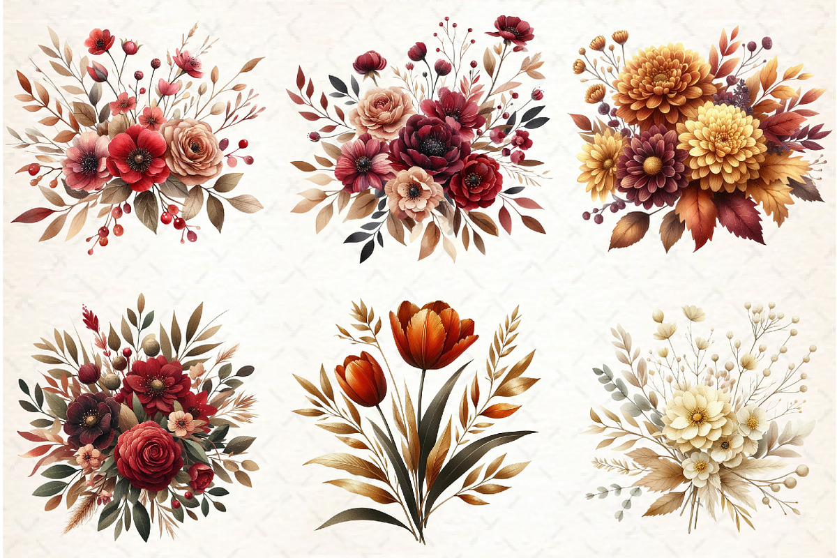 Fall Autumn Flowers And Leaves Flora, an Illustration by Libby Wishes (Photo 3 of 7)