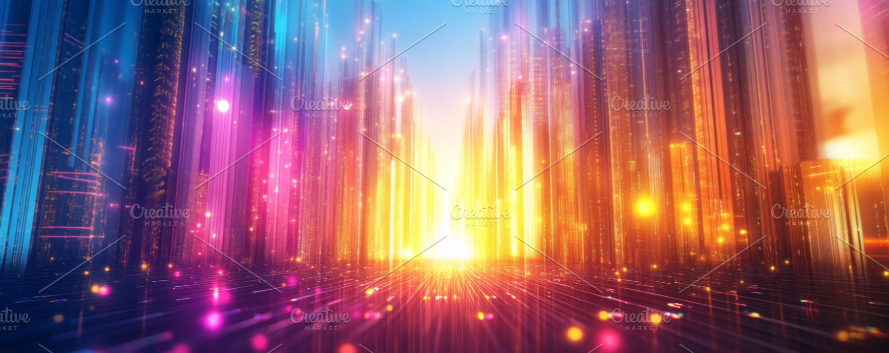 Neon Corridor in a High-Tech Futuristic City, an Abstract Photo by Natalia Klenova's Shop