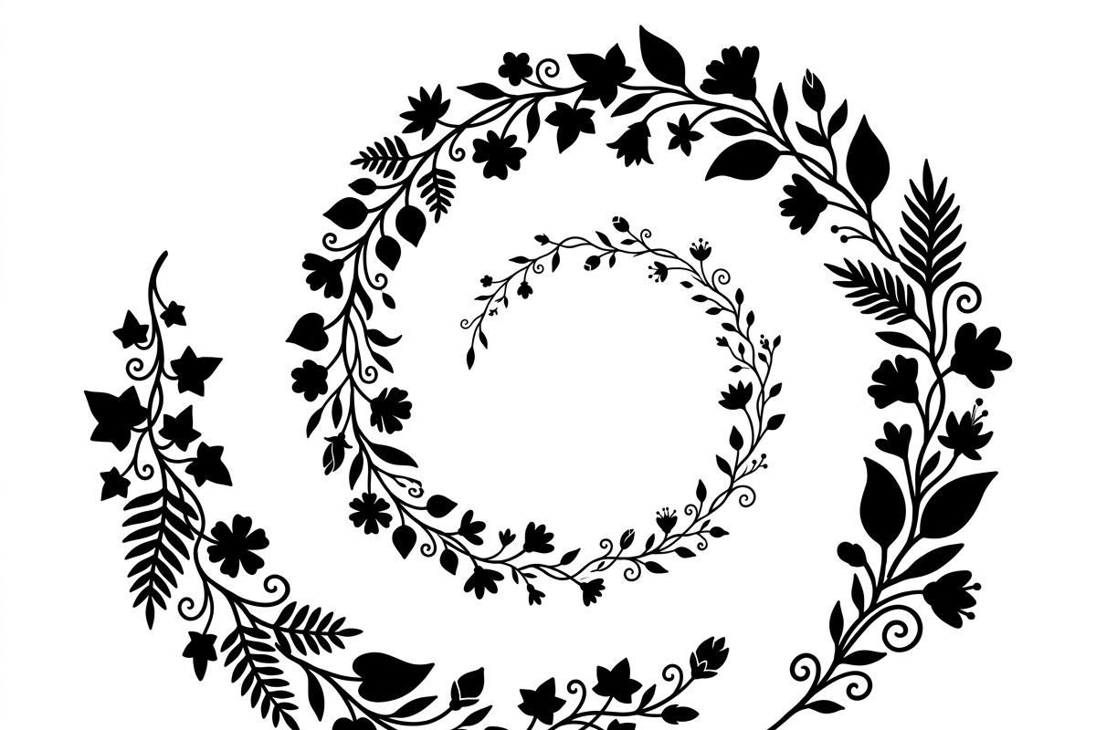50 Elegant Floral Leaf Spiral Frame, a Decorative Illustration by Amazin_art (Photo 16 of 39)