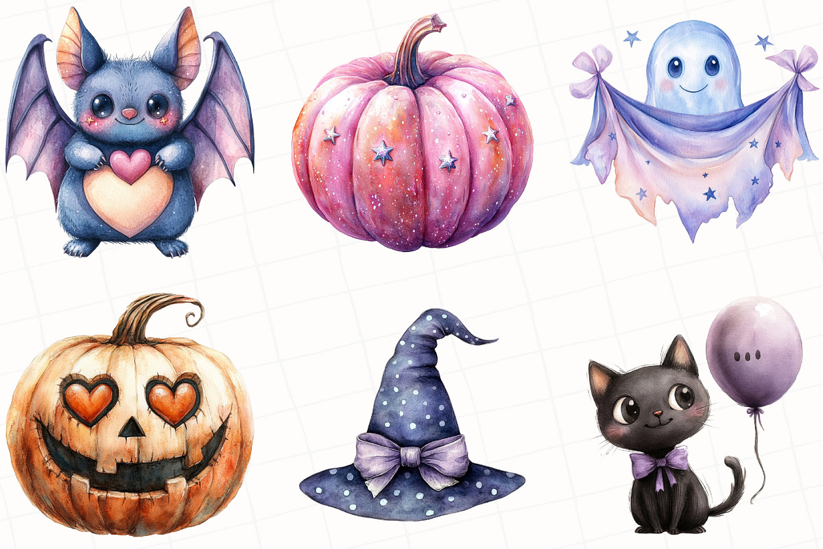 Cute Pastel Halloween Clipart, an Illustration by OK Design (Photo 3 of 5)