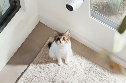 Kitten sitting on carpet near window