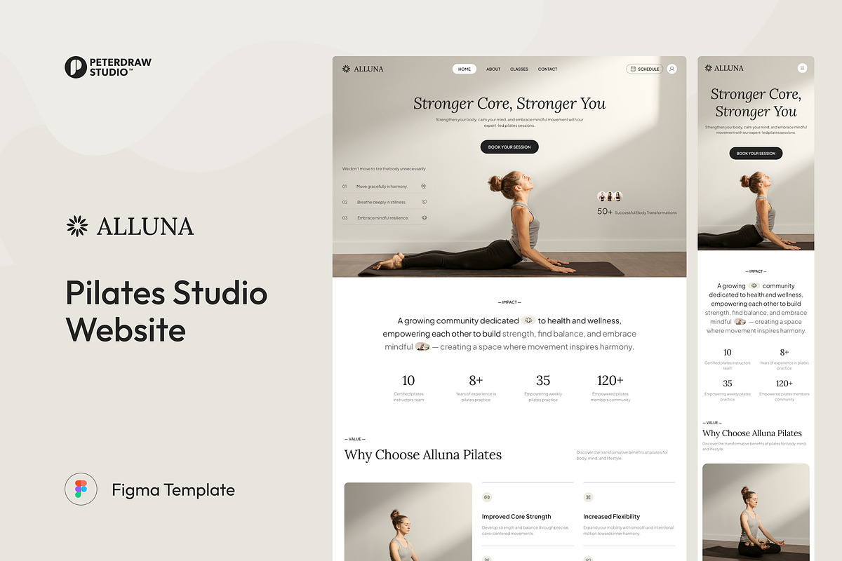 Pilates Studio Website UI Figma, an UI Kit Template by peterdraw (Photo 1 of 7)