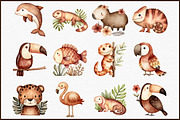 Watercolor Tropical Animals Clipart, an Illustration by Sublimation Artist (Thumbnail 3 of 6)