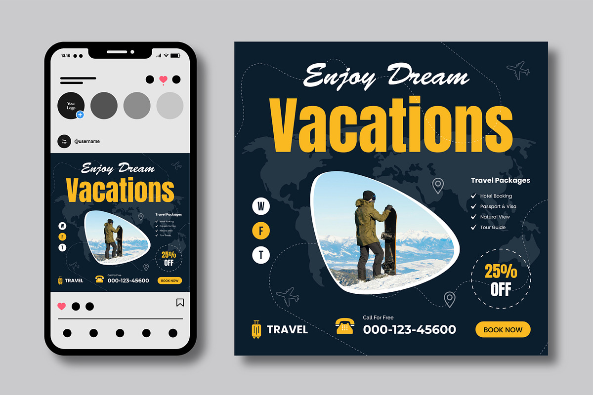 Vacation Holiday Tour Social Media, a Social Media Template by MightyDesign (Photo 2 of 7)
