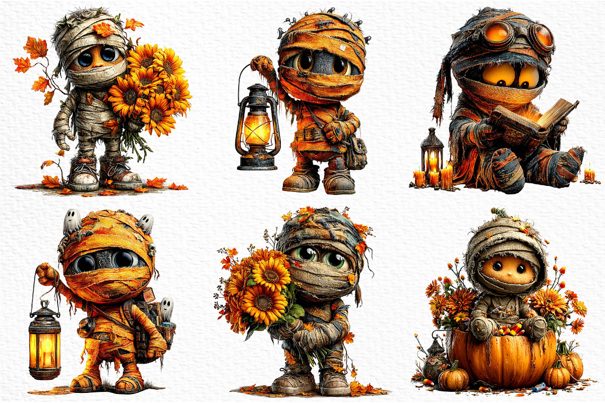 Whimsical Halloween Mummy Clipart, a Seasonal Illustration by Craft Nest (Photo 3 of 4)