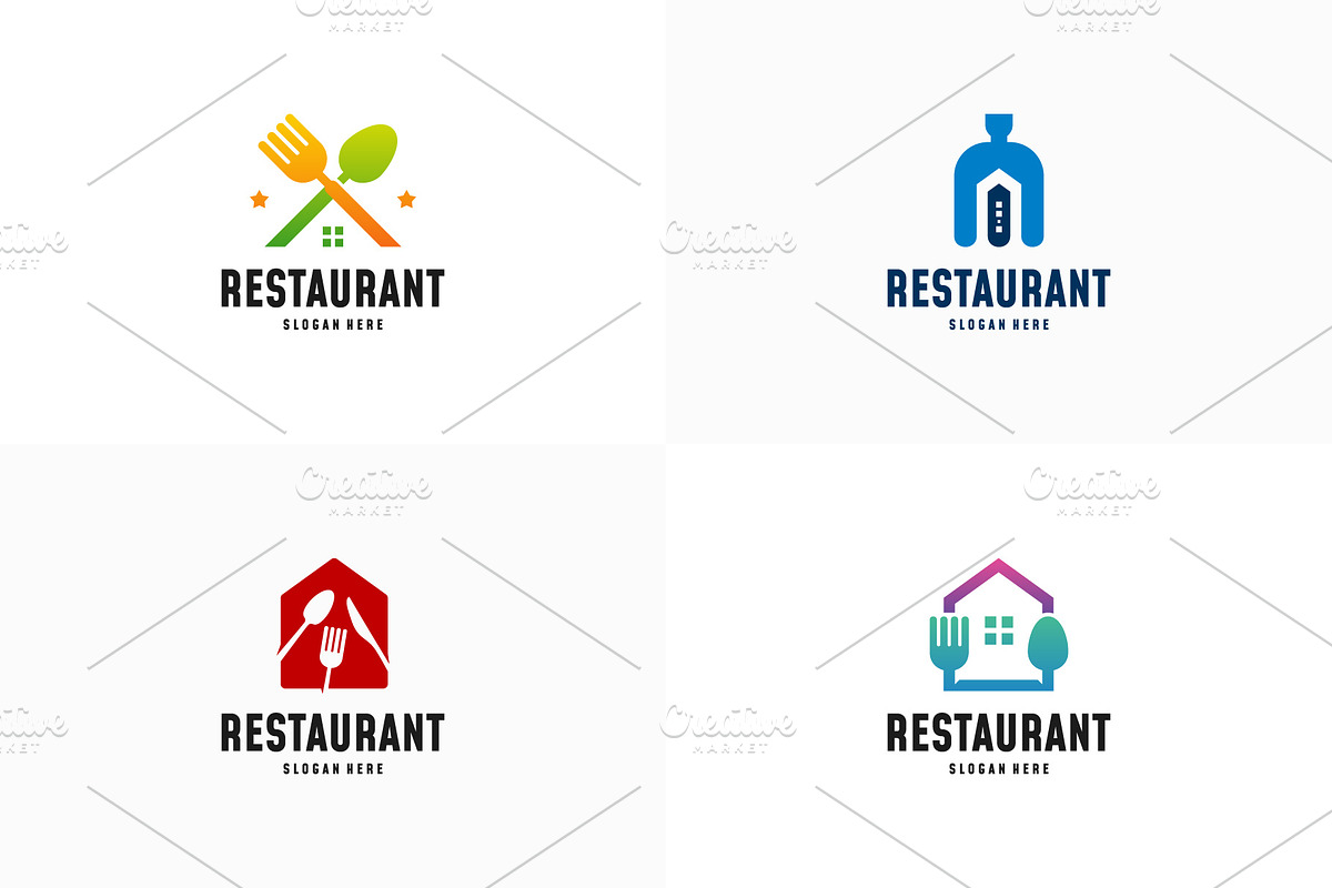 Set of Modern Food House logo design, a Branding & Logo Template by Lucky Creative (Photo 1 of 5)