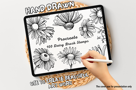 100 Daisy Procreate Stamps, a Brush Add-On by Painter Creative Books