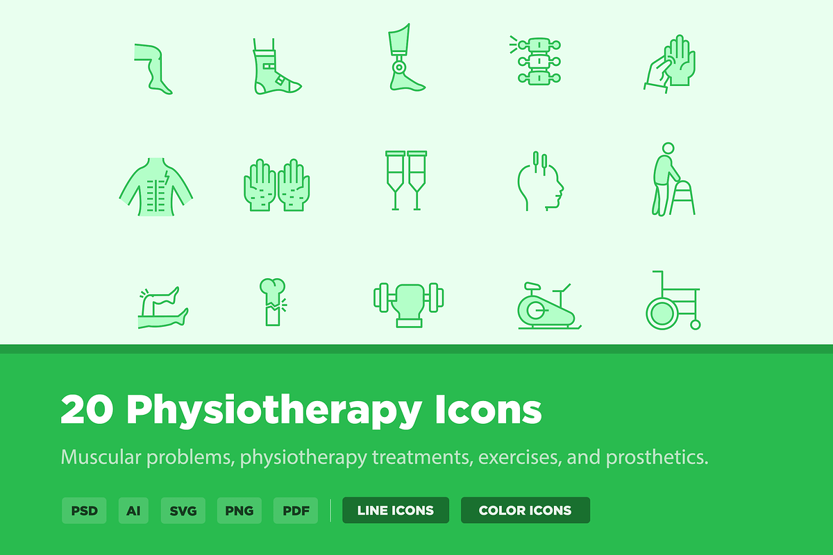 20 Physiotherapy Icons, an Icon by Creative VIP (Photo 1 of 5)