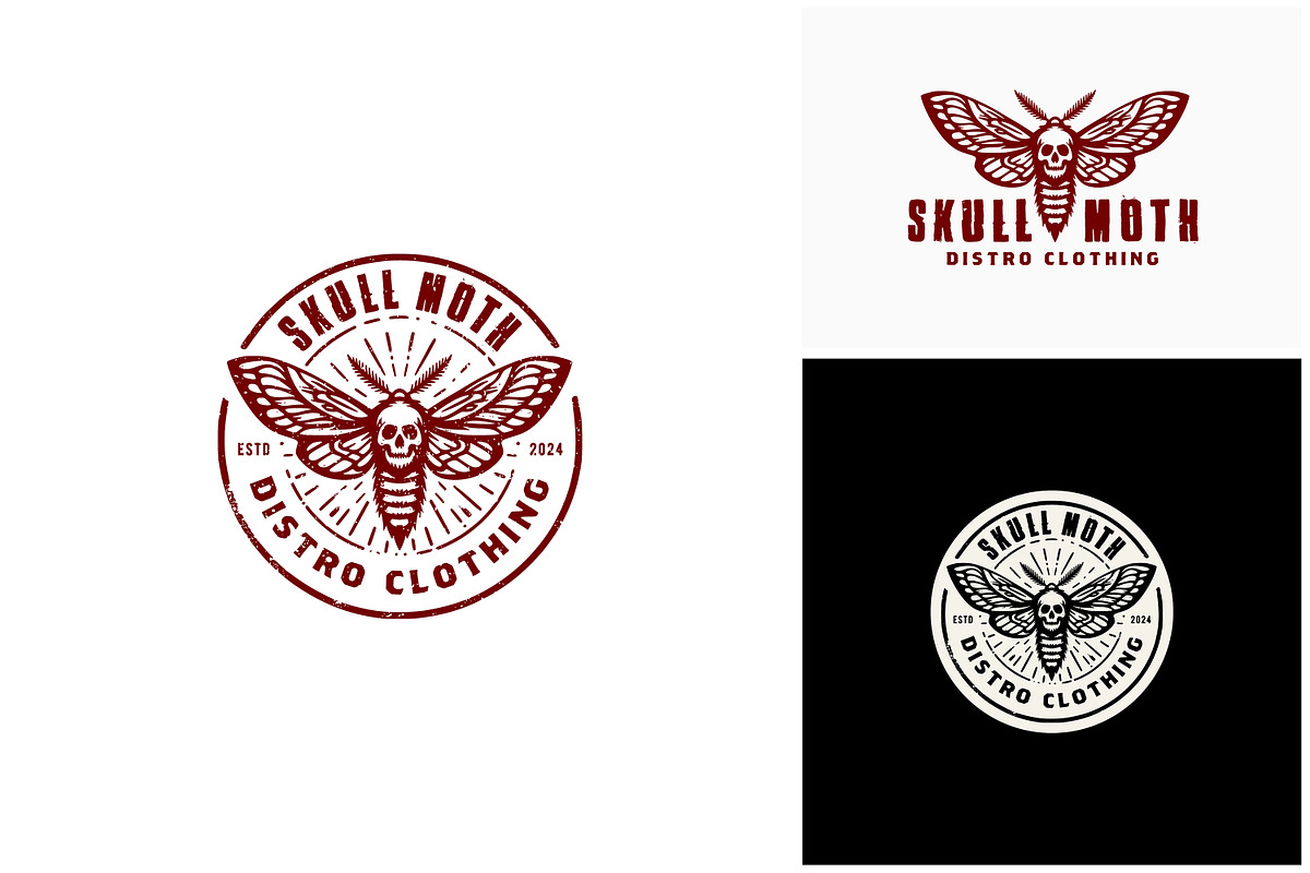 Moth Wingspan Skull Label Logo, a Branding & Logo Template by Enola99d (Photo 1 of 2)