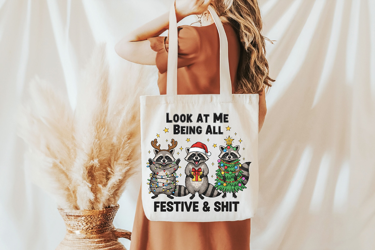 Funny Christmas Sarcastic Raccoon Pn, an Illustration by Libby Wishes (Photo 4 of 4)
