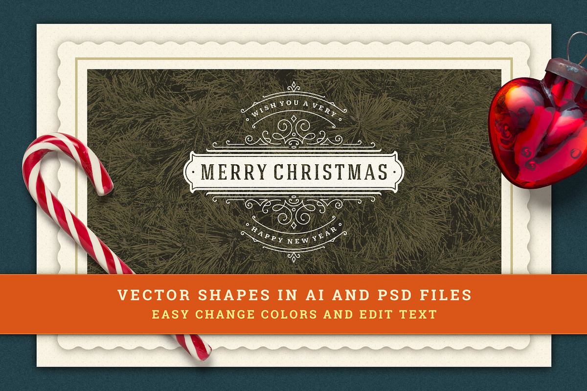 Christmas Retro Design Bundle, a Poster Template by Vasya Kobelev (Photo 10 of 11)