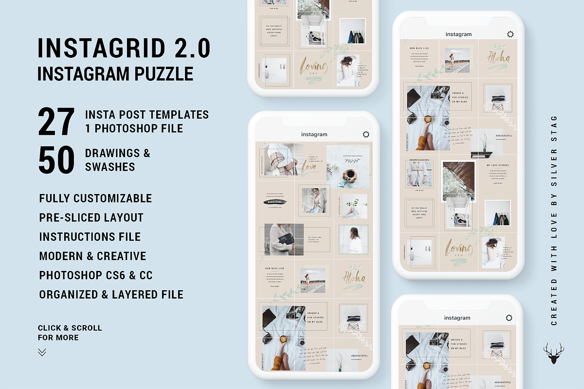 Insta Puzzle Bundle + FREE Updates, a Social Media Template by SilverStag Type Foundry (Photo 13 of 14)