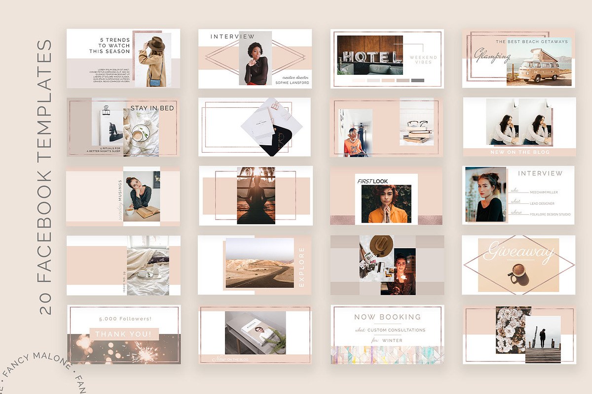 Rose Gold Social Media Bundle Canva, a Social Media Template by Fancy Malone (Photo 8 of 12)