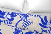 Blue white palms fishes, a Pattern Graphic by Nocito Design (Thumbnail 3 of 8)