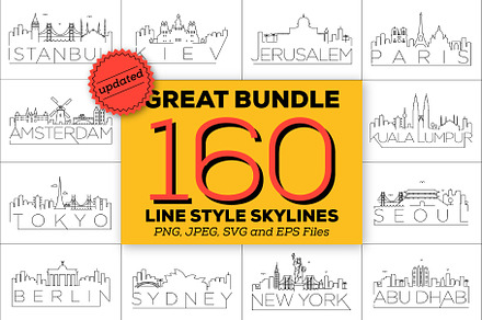 150 - Linear Style City Skylines, an Outline Icon by Kursat Unsal