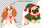 Christmas Dogs Clipart Holiday Pets, an Animal Illustration by SugarCloudStudioArt (Thumbnail 2 of 6)